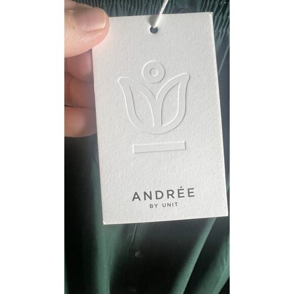 Andree By Unit Small Green Long Sleeve Button Down Stretch Detail Career Blouse - Picture 7 of 10